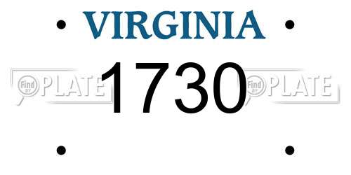1730 Virginia License Plate