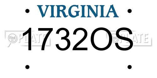 1732OS Virginia License Plate