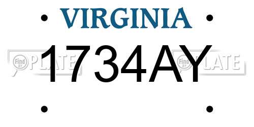 1734AY Virginia License Plate