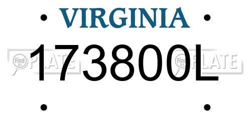 173800L Virginia License Plate