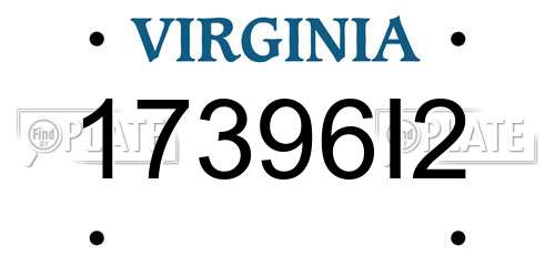 17396I2 Virginia License Plate