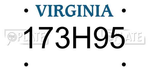 173H95 Virginia License Plate