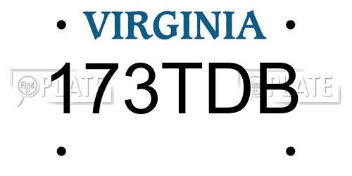 173TDB Virginia License Plate