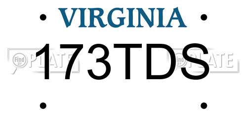 173TDS Virginia License Plate
