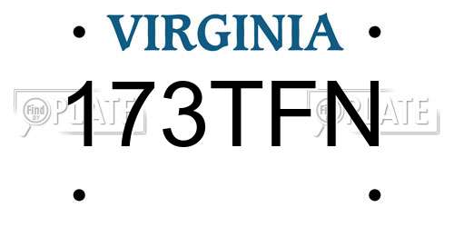 173TFN Virginia License Plate