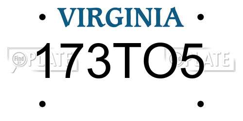 173TO5 Virginia License Plate