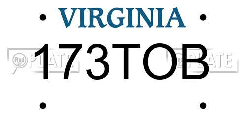 173TOB Virginia License Plate