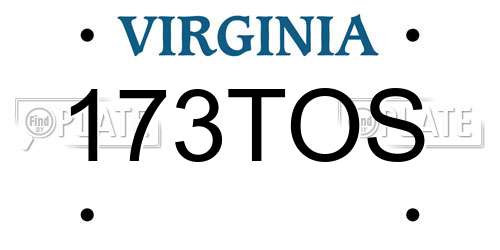 173TOS Virginia License Plate