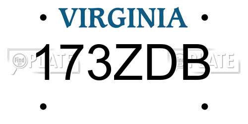 173ZDB Virginia License Plate