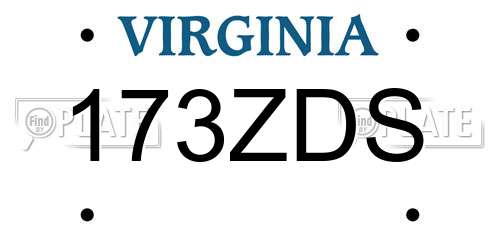 173ZDS Virginia License Plate