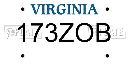 173ZOB Virginia License Plate