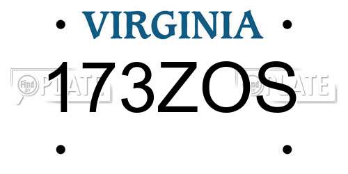 173ZOS Virginia License Plate