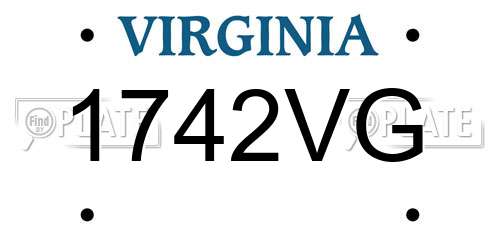 1742VG Virginia License Plate
