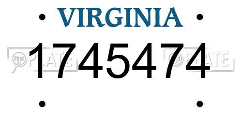 1745474 Virginia License Plate