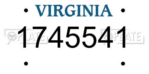 1745541 Virginia License Plate