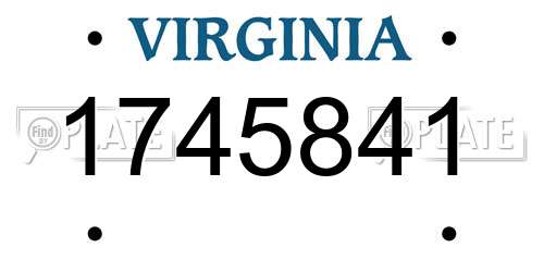 1745841 Virginia License Plate