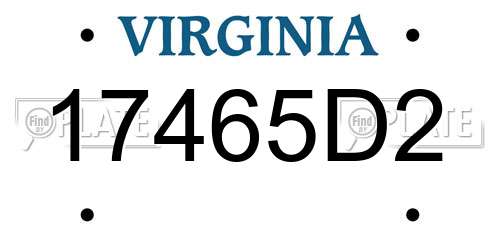 17465D2 Virginia License Plate