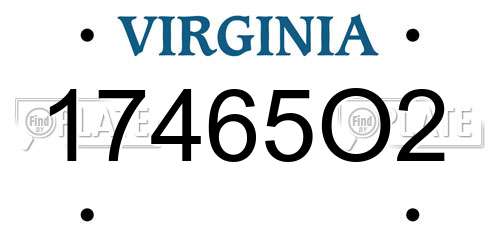 17465O2 Virginia License Plate