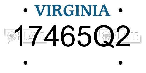 17465Q2 Virginia License Plate