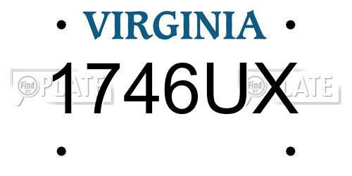 1746UX Virginia License Plate
