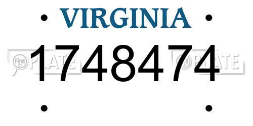1748474 Virginia License Plate
