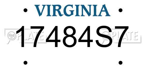 17484S7 Virginia License Plate
