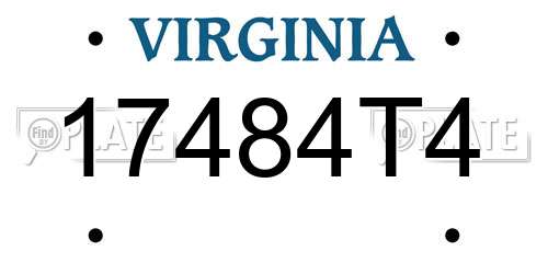 17484T4 Virginia License Plate
