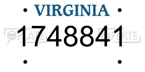 1748841 Virginia License Plate