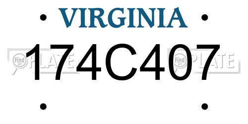 174C407 Virginia License Plate