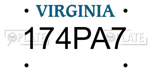 174PA7 Virginia License Plate
