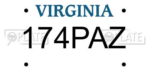 174PAZ Virginia License Plate