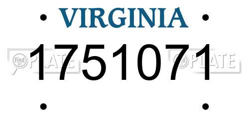 1751071 Virginia License Plate