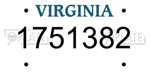 1751382 Virginia License Plate