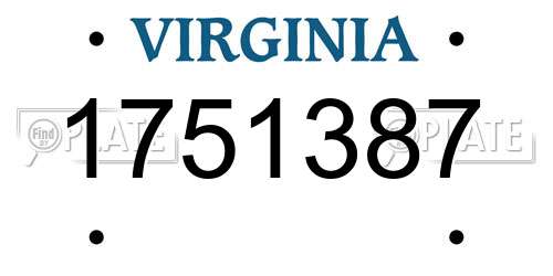 1751387 Virginia License Plate