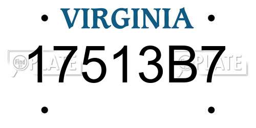 17513B7 Virginia License Plate