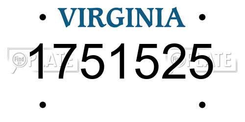 1751525 Virginia License Plate
