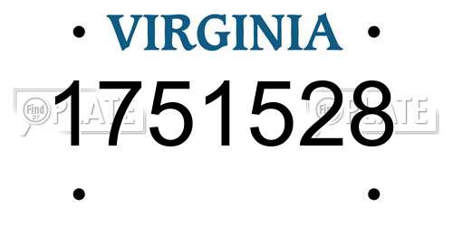 1751528 Virginia License Plate