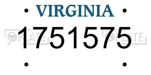 1751575 Virginia License Plate