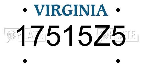 17515Z5 Virginia License Plate