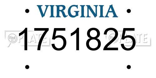 1751825 Virginia License Plate