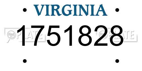 1751828 Virginia License Plate