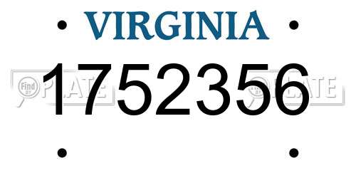 1752356 Virginia License Plate