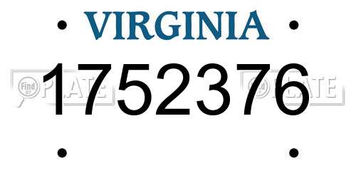 1752376 Virginia License Plate