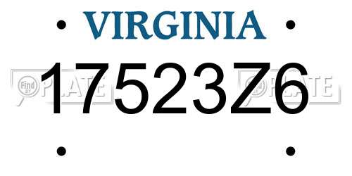 17523Z6 Virginia License Plate