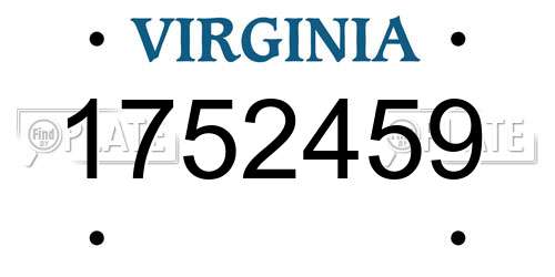 1752459 Virginia License Plate