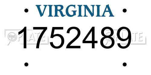 1752489 Virginia License Plate