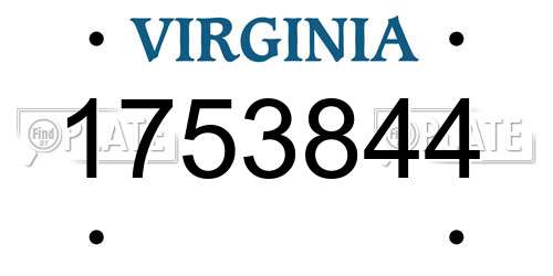 1753844 Virginia License Plate