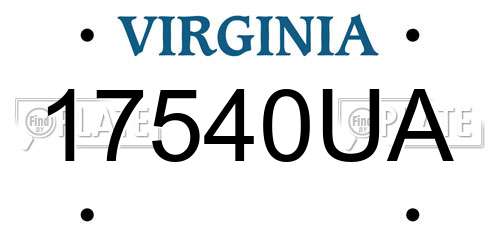 17540UA Virginia License Plate