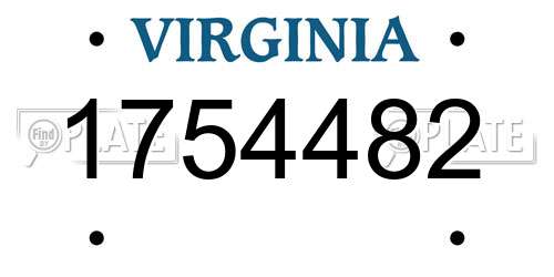 1754482 Virginia License Plate