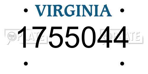 1755044 Virginia License Plate